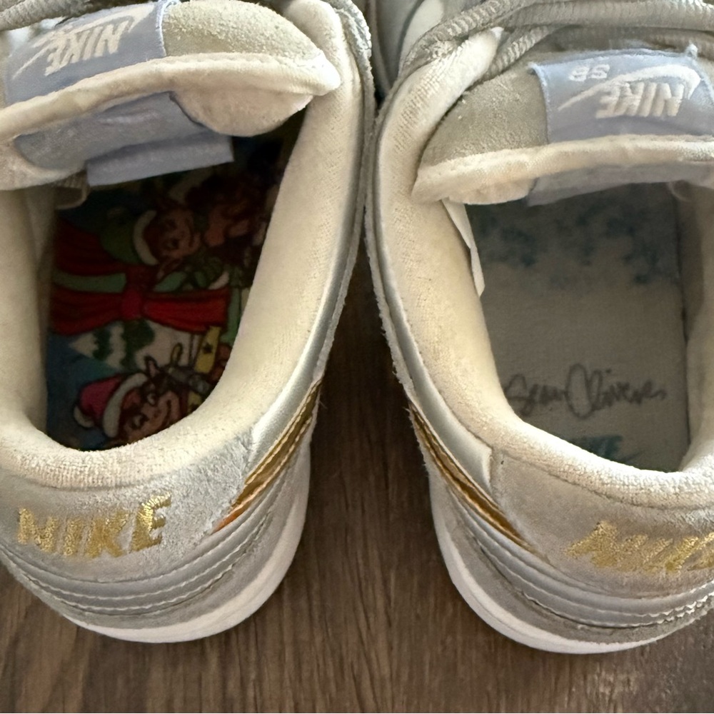 Nike SB Dunk Low SB Men’s Size 7.5 Sean Cliver Holidays Special Gray Gold Vtg - Picture 12 of 16